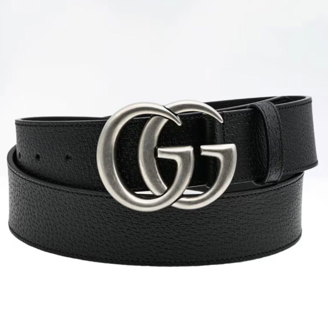 お値下げ】GUCCI ダブルG バックル レザーベルト ブラック ユニ