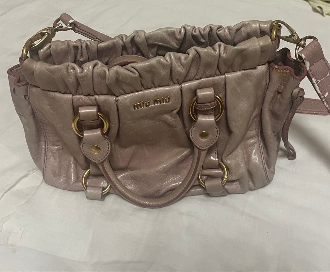 ピンク ギャザー付きハンドバッグ miumiu 楽天市場】【バッグ】Miu Miu ミュウ ミュウ マテラッセ ハンドバッグ