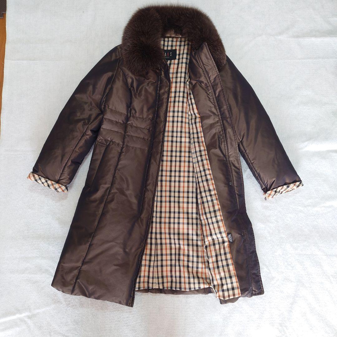 美品!!DAKS ダックス フォックス ダウンコート ハウスチェック Aライン