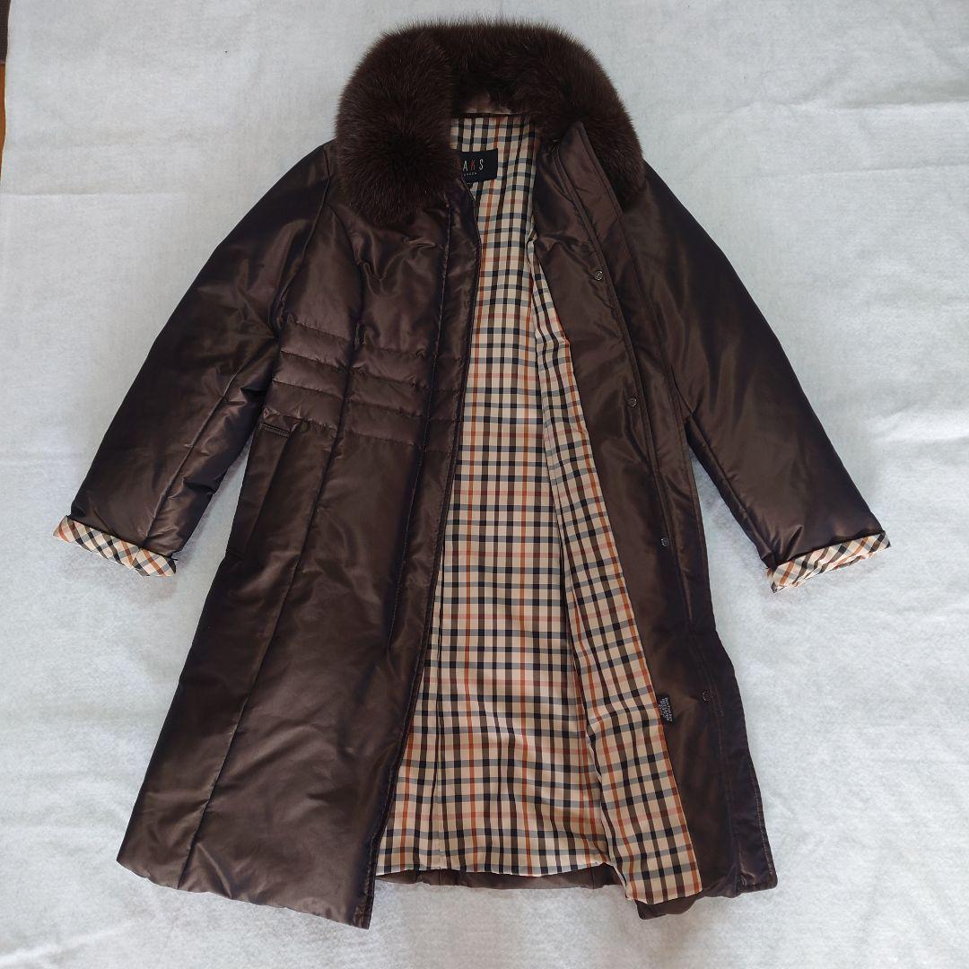 美品!!DAKS ダックス フォックス ダウンコート ハウスチェック Aライン