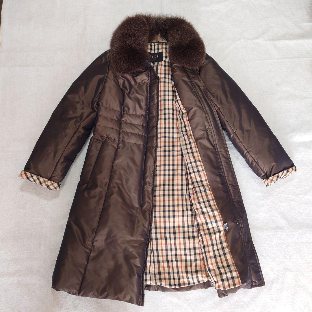 美品!!DAKS ダックス フォックス ダウンコート ハウスチェック Aライン