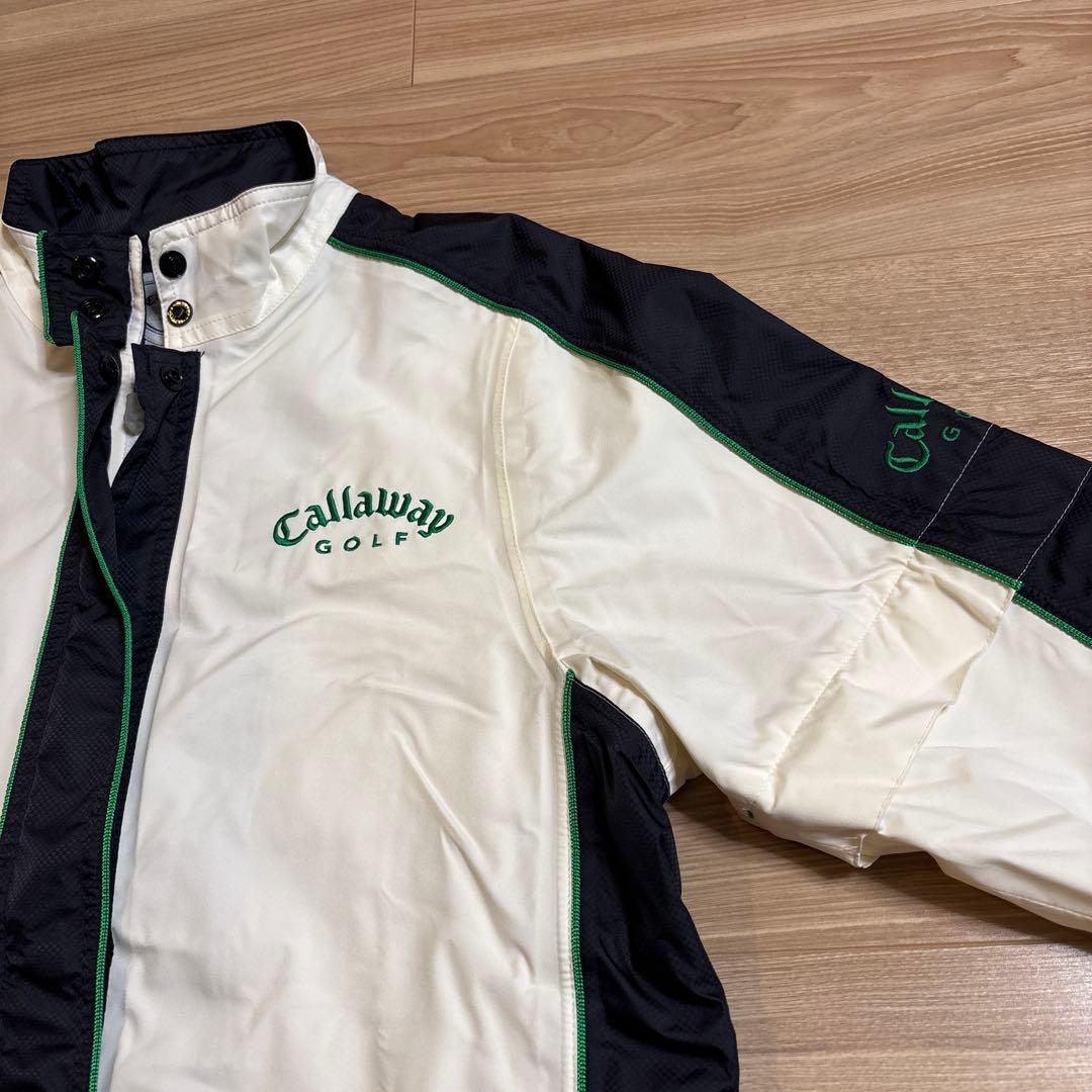 Callaway 2WAYレインウェアセット 緑の線とマーク&マンシングシャツM