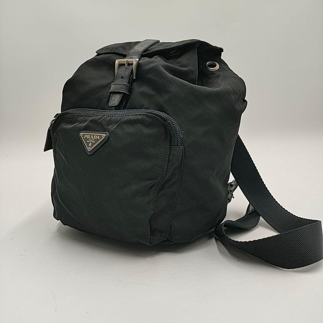 PRADA プラダ 三角ロゴ バックパック リュック 巾着 ナイロン 黒