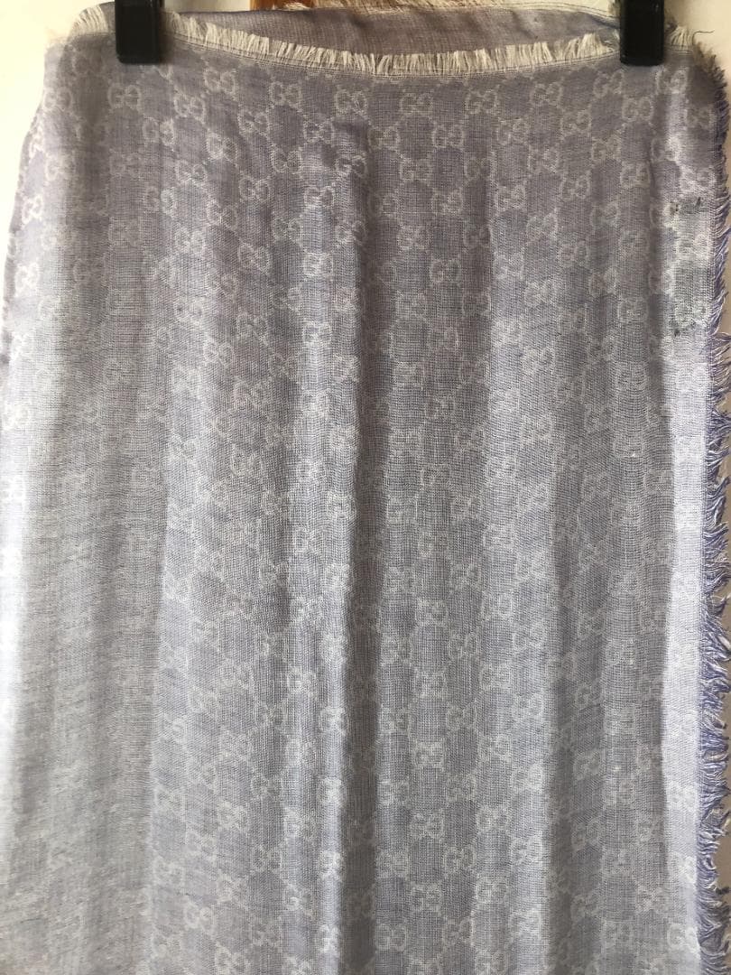 GUCCI GGロゴマフラー グレー 100%コットン イタリア製