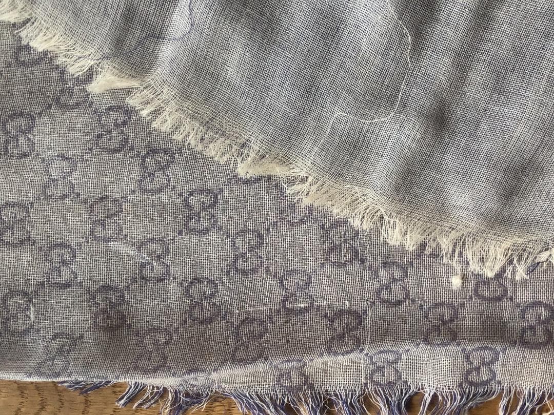 GUCCI GGロゴマフラー グレー 100%コットン イタリア製