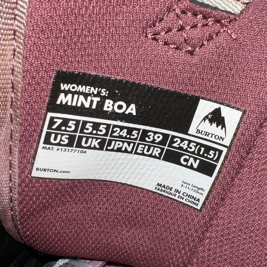 7-8回使用 24.5cm BURTON MINT BOAピンクブーツ