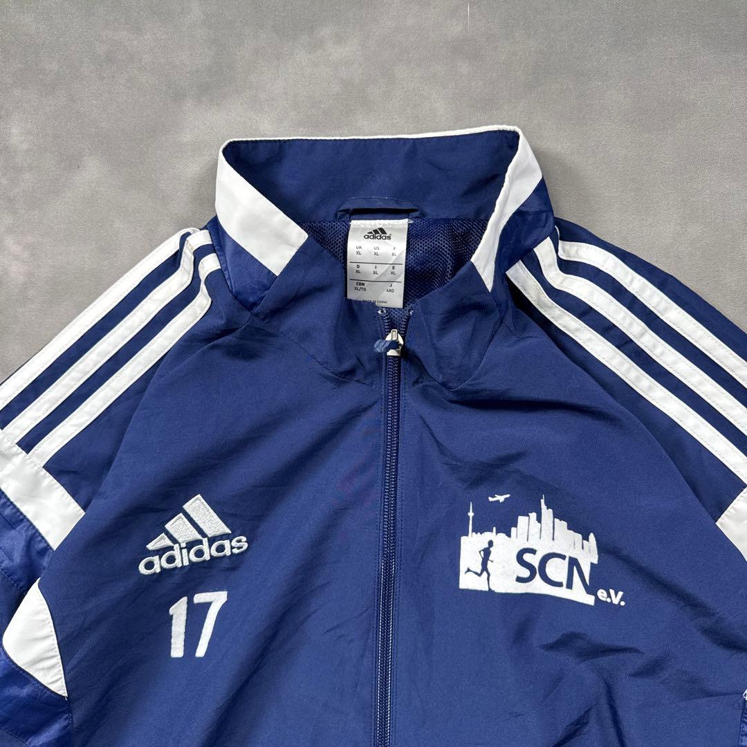 adidas古着00sナイロンジャケット企業ロゴ紺色ドローコードV7 - メルカリ