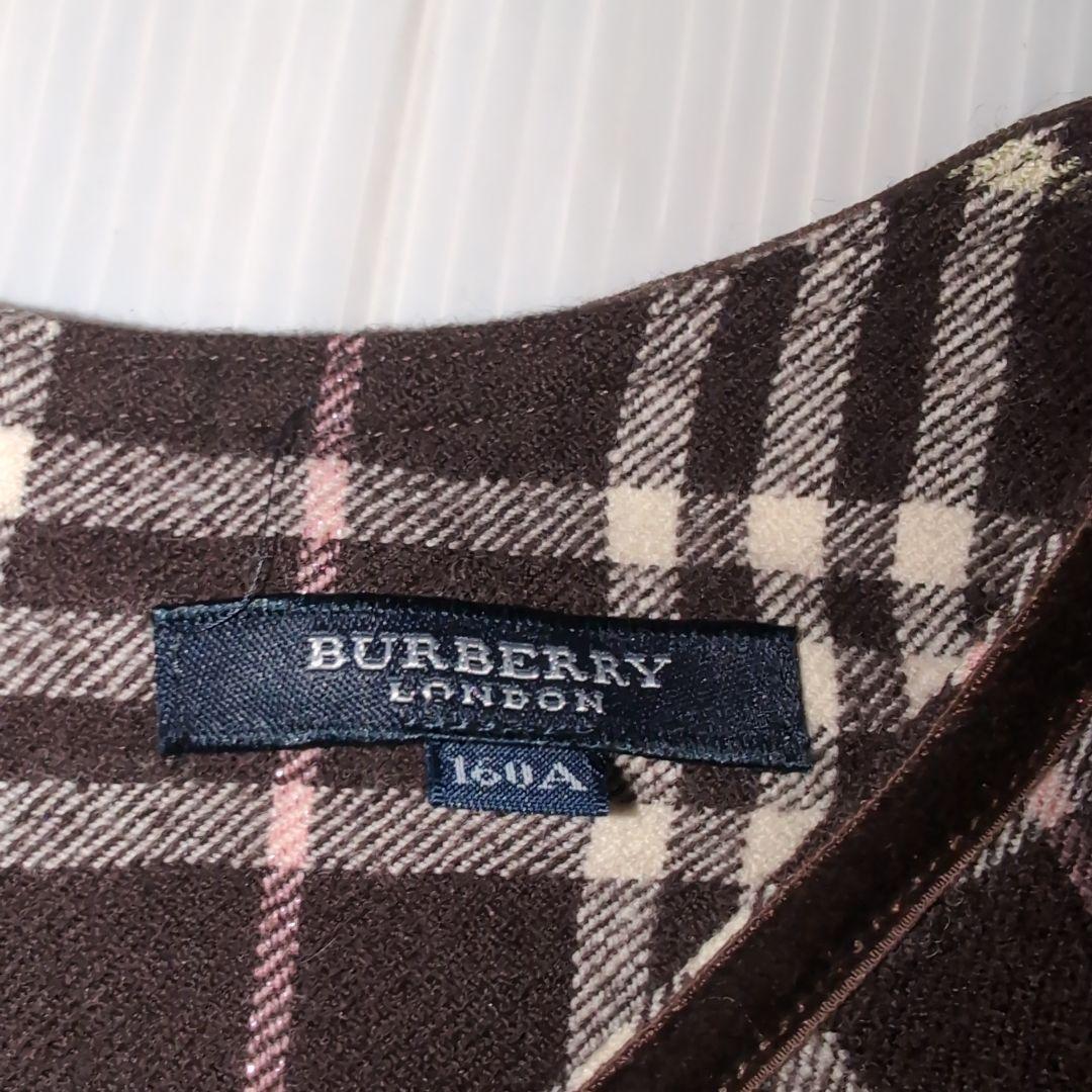 160☆BURBERRY バーバリー☆ベロアリボン付き！チェック柄ワンピース☆