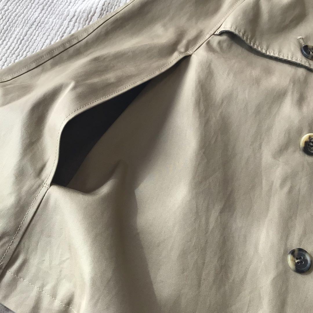 アダムエロペ ベージュ ダブルブレスト ケープ トレンチポンチョ コート