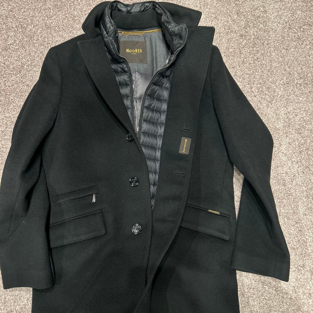 48】MOORERムーレー HARRIS-LEチェスターコート 48 ブラック