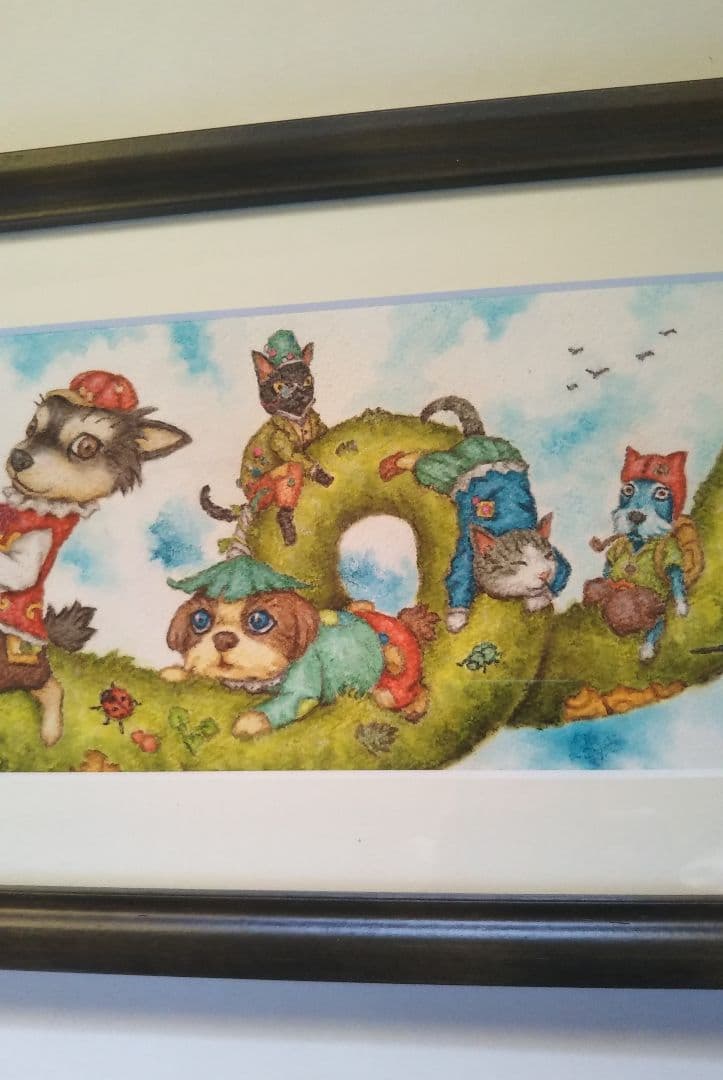 原画】『大陸間移動装置』（絵画 動物 チワワ 黒猫 植物 龍 苔 蛇）