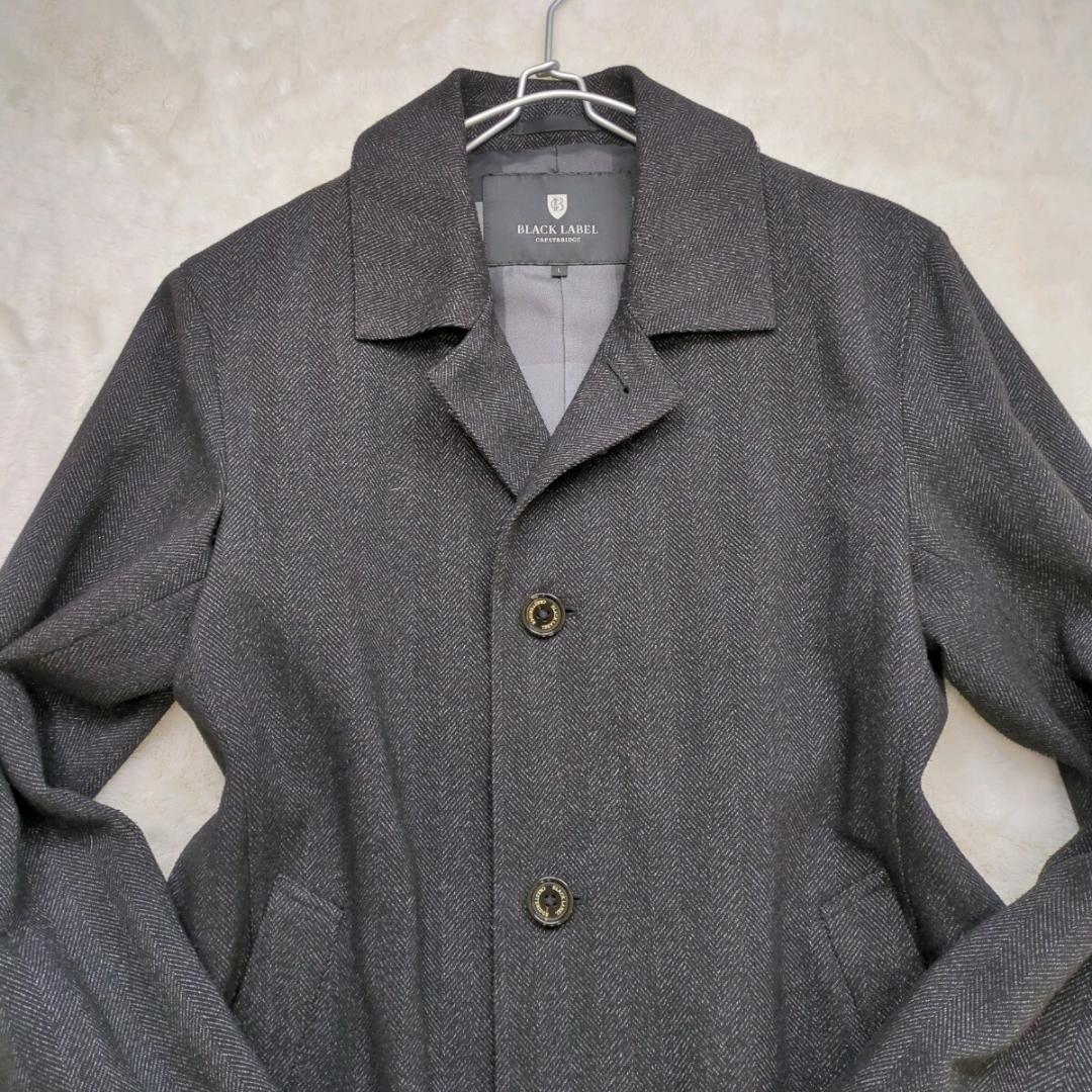 極美品 L ブラックレーベルクレストブリッジ ロングコート ブラック