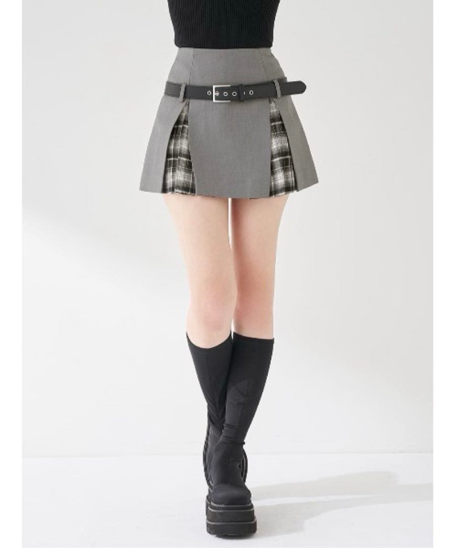 Darich チェックドッキングミニスカート グレー ダーリッチ Darich チェックドッキングミニスカート （グレー