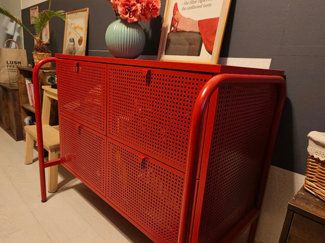 イケア IKEA ニッケビー NIKKEBY スチールチェスト レッド - メルカリ