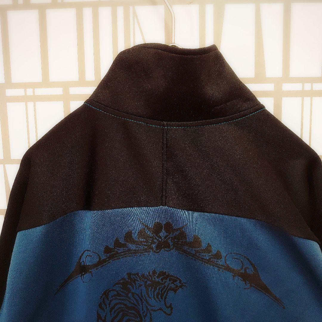 好配色 オニツカタイガー トラックジャケット 見返り虎 刺繍ロゴ 青系 L