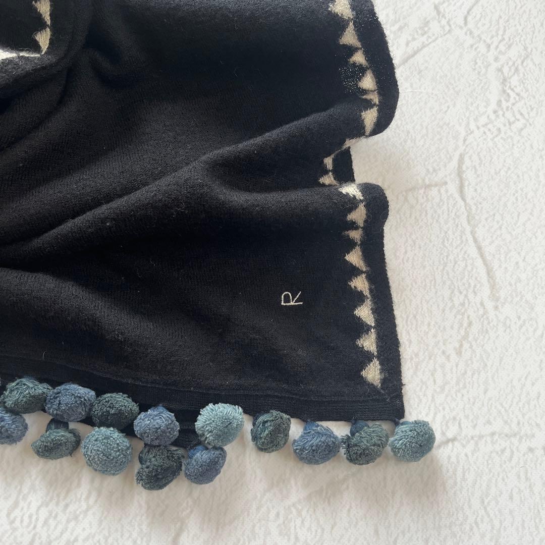 45R フローニット 大判ストール ポンポン 付き 45R フローニット 大判