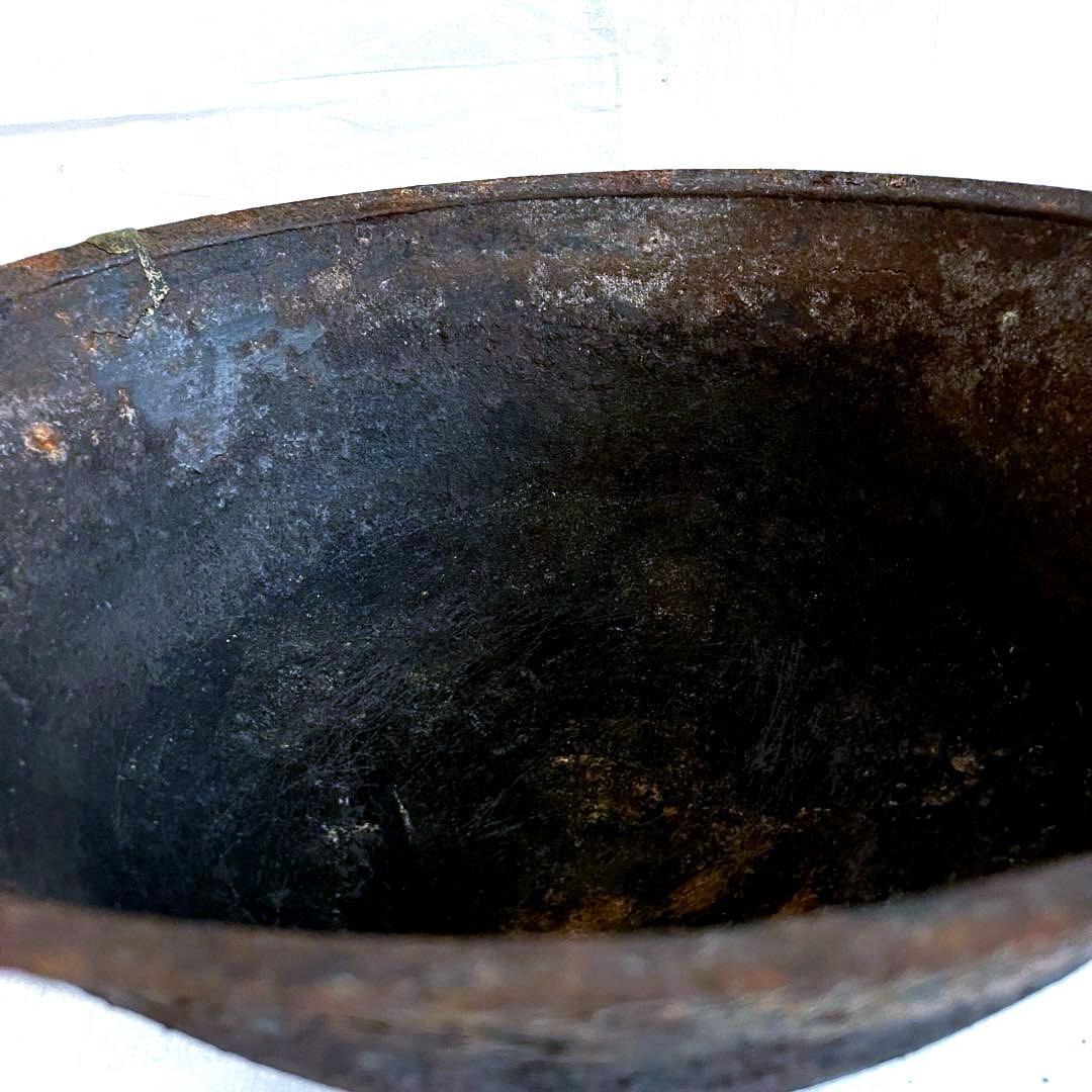 アンティーク 鉄鍋 特大 釜炒り 茶炒り 大鍋 約200年前 江戸時代