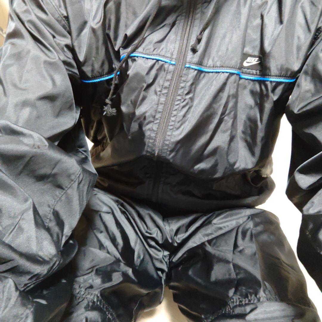 希少 80sナイキNIKE アルミコーティング上下 サウスーツ ネイビー