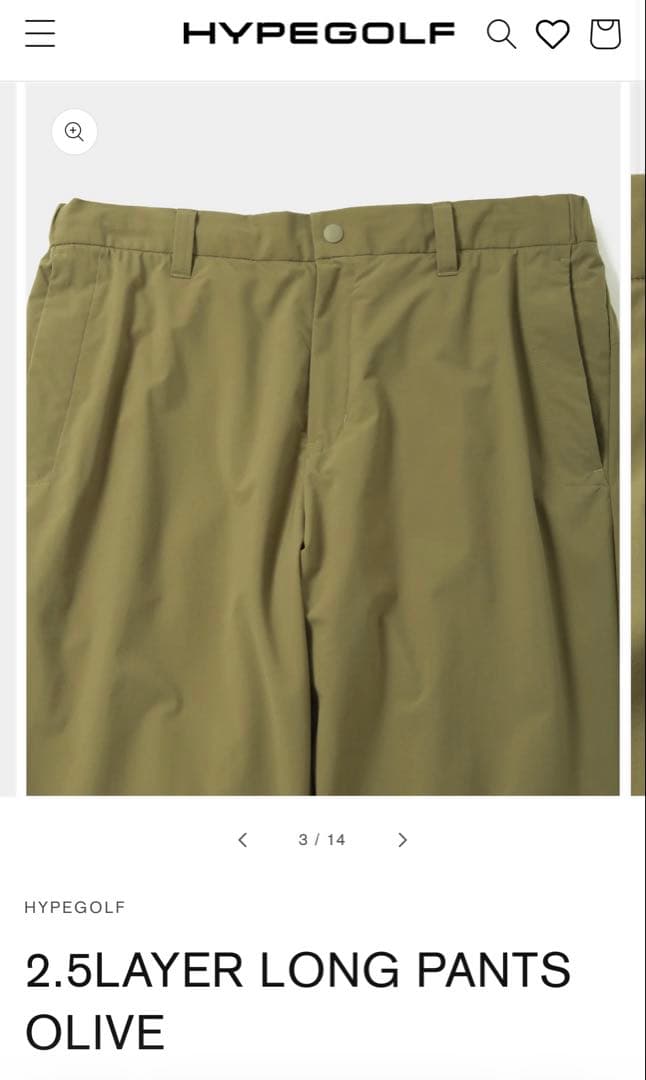 【値下げ】HYPEGOLF 2.5LAYER LONG PANTS OLIVE