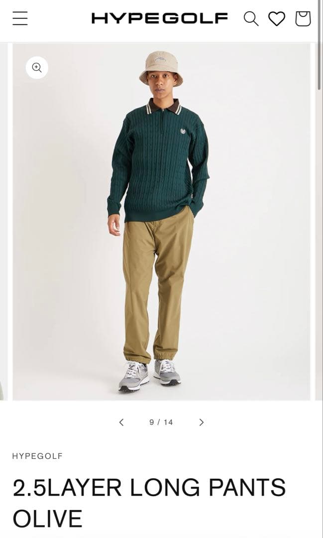 【値下げ】HYPEGOLF 2.5LAYER LONG PANTS OLIVE
