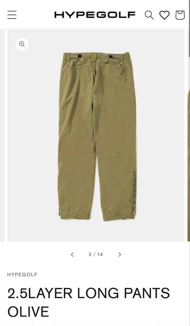 【値下げ】HYPEGOLF 2.5LAYER LONG PANTS OLIVE