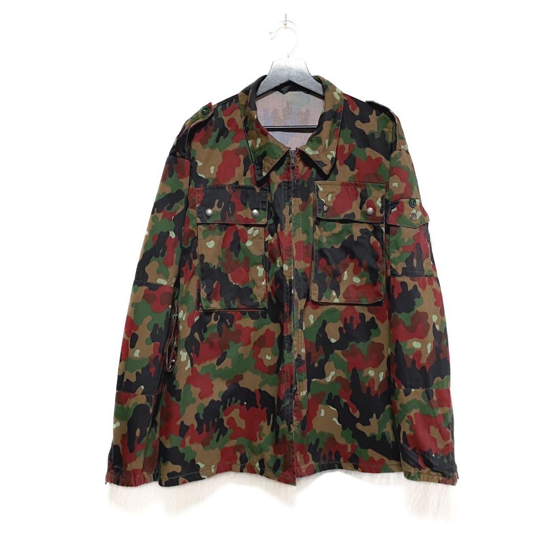 美品 スイス軍 アルペンカモ 迷彩 ジップアップ フィールドジャケット