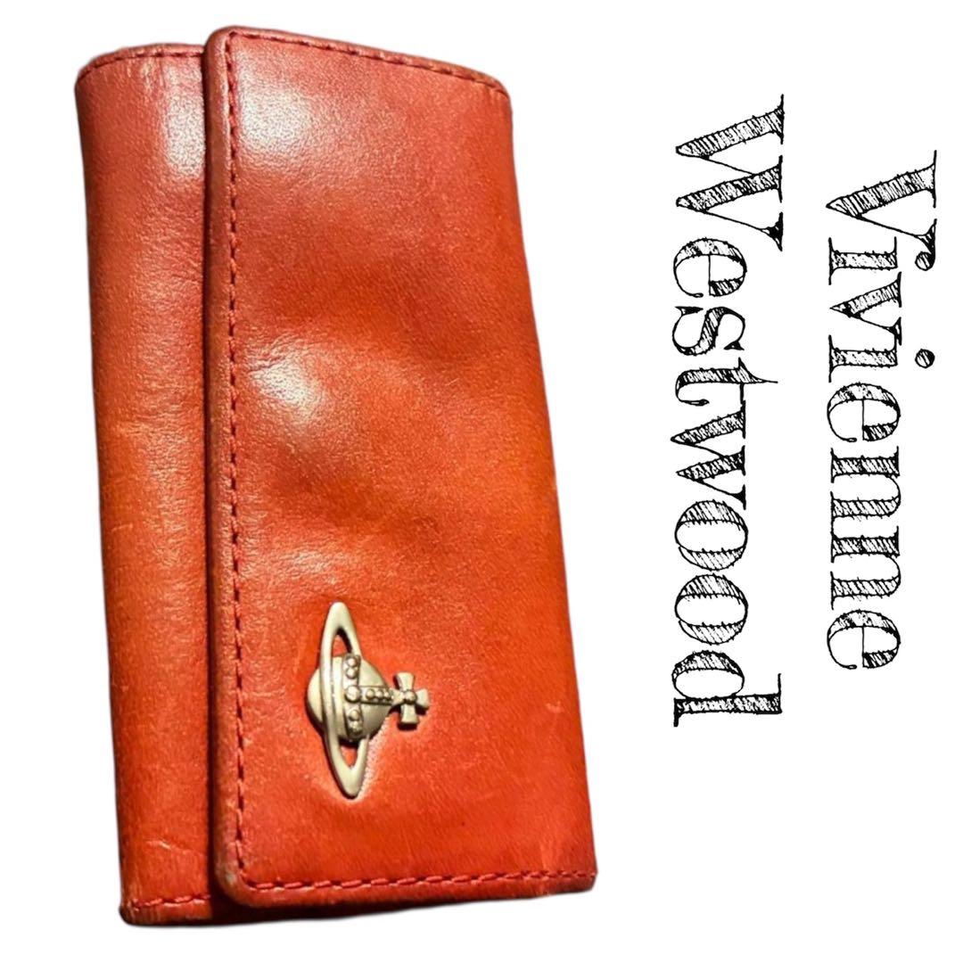 ヴィヴィアン レザー キーケース オレンジ 革 キーリング - メルカリ