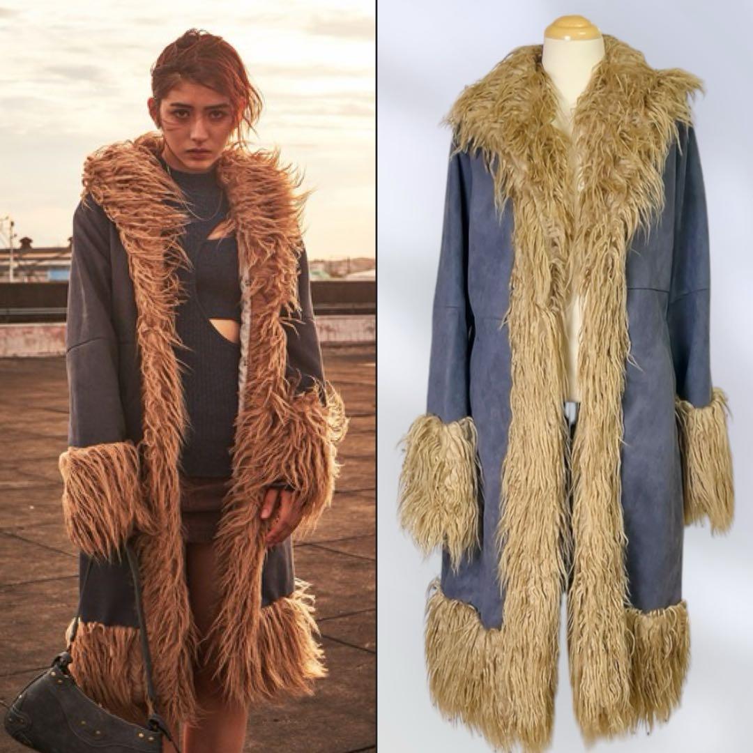 新品タグ付き DURAS ファー付き ロングコート 平成ギャル y2k グランジ