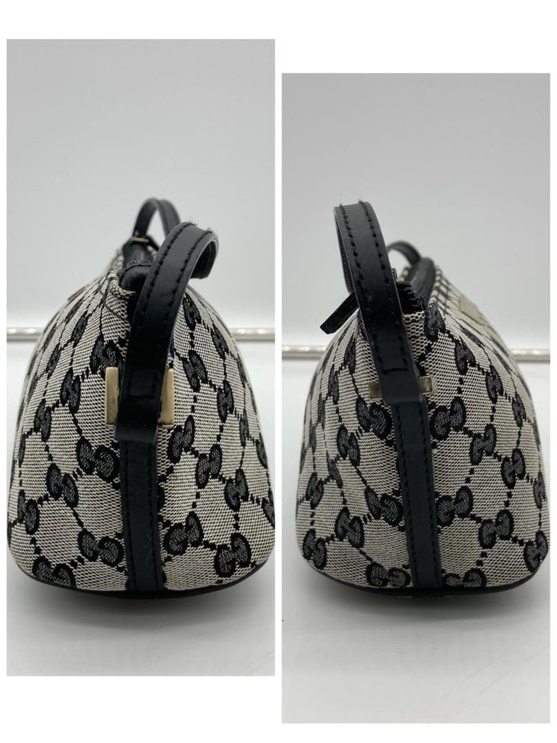 GUCCI アクセサリーポーチ GG キャンバス グレー ブラック コンパクト