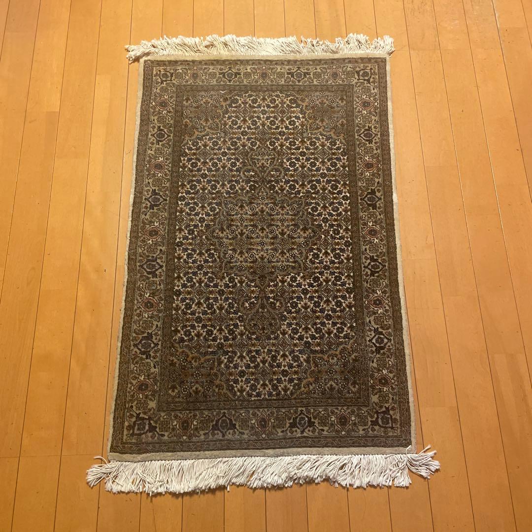 ペルシャ絨毯　タブリーズ産　玄関マット ペルシャ絨毯 タブリーズ産マヒ 玄関マット 120x82cm ボルドー