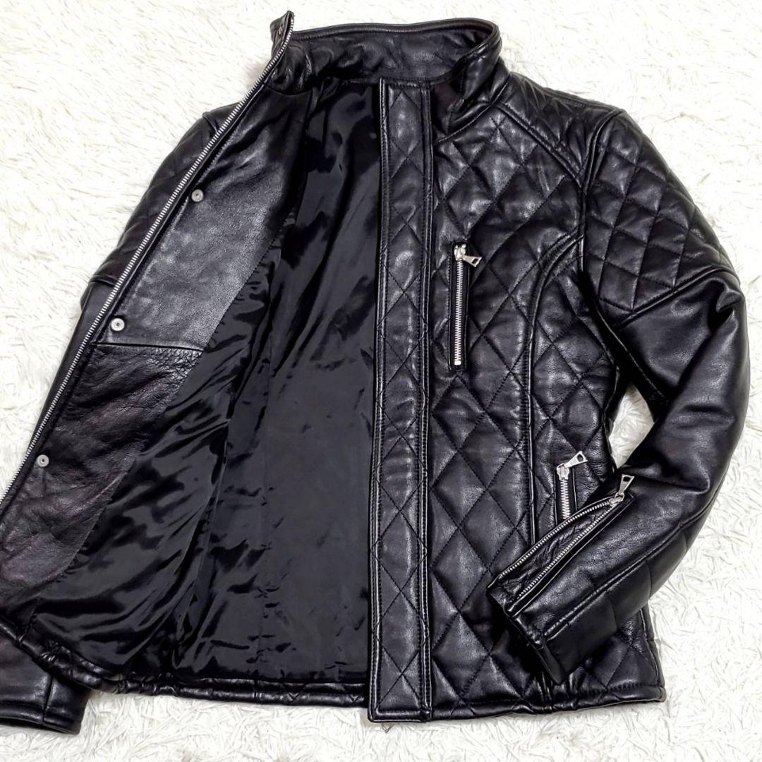 極美品 M ブラックバイバンキッシュ キルティングレザージャケット 黒