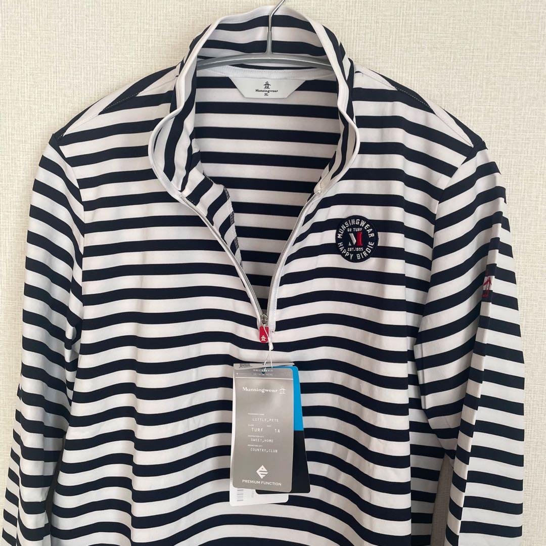 新品☆タグ付き マンシング UVカット 速乾 ハイネック 長袖 ボーダー 3L