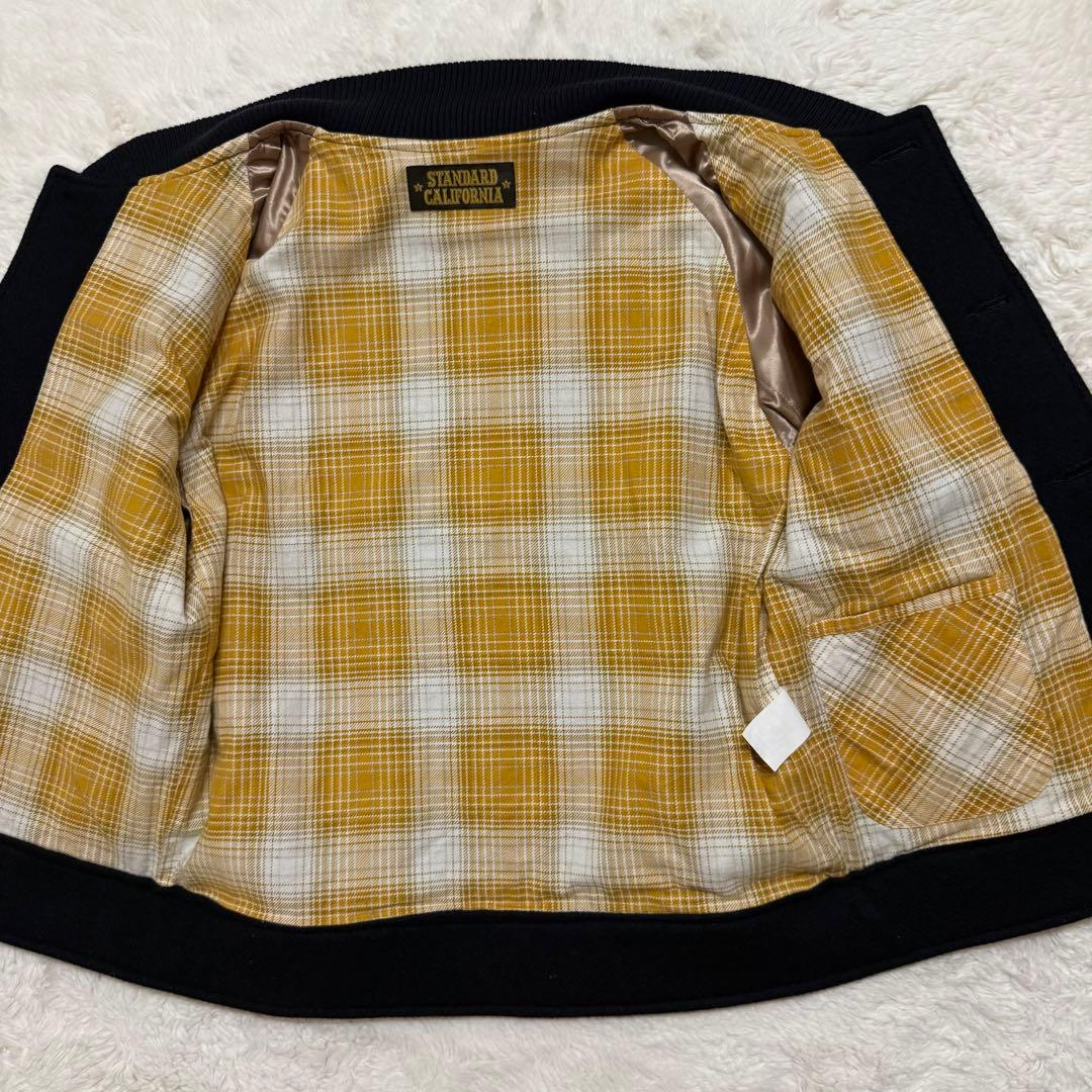 スタンダードカリフォルニア スタジャン 袖レザー チェック裏地 Sサイズ