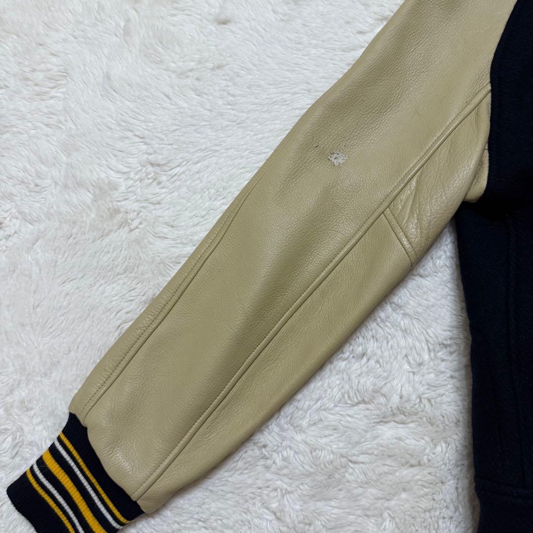 スタンダードカリフォルニア スタジャン 袖レザー チェック裏地 Sサイズ