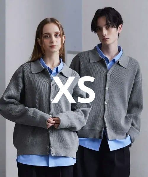 CLEL ベーシック/スプレー畦編みニットシャツカーディガン Gray XS