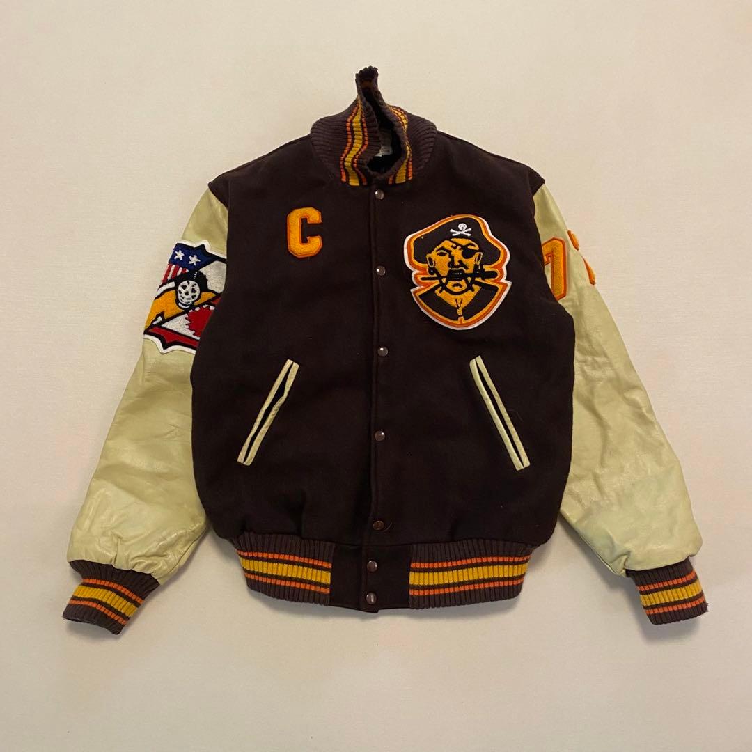 HEWITT MFG ヴィンテージ　スタジャン　42 USA製 HEWITT USA レザースリーブ スタジャン ブラック L - メルカリ