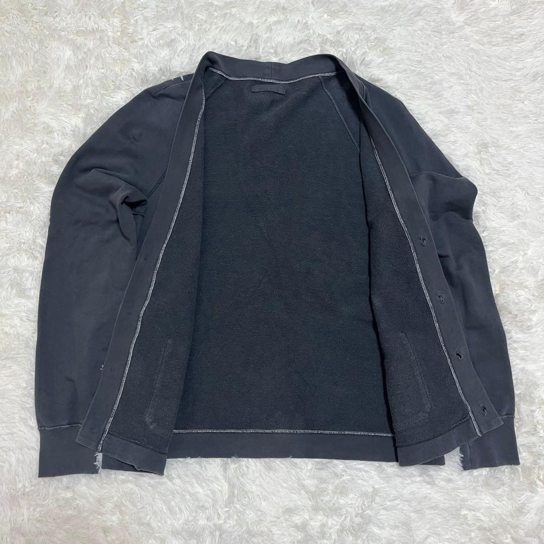 PRADA Vネック カーディガン ボタン エルボーパッチ グレー M