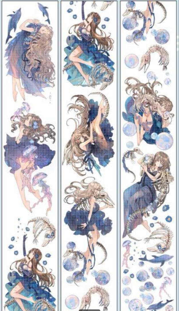 《在庫処分セール》海外　人物　マスキングテープ　墨魚 14点　⚠️ホロpet