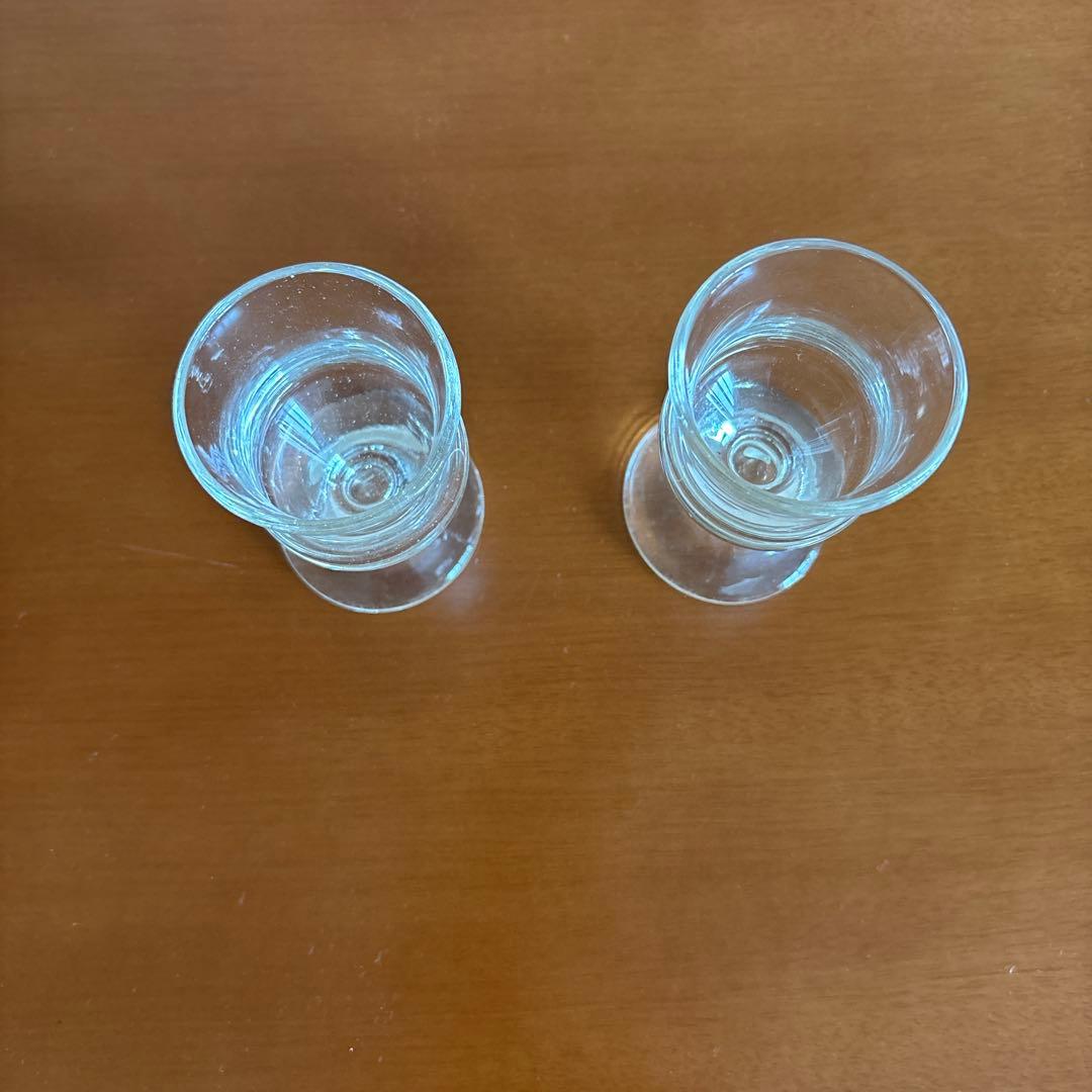 安土忠久氏作 吹きガラスワイングラス2個セット 安土忠久 安土忠久氏作