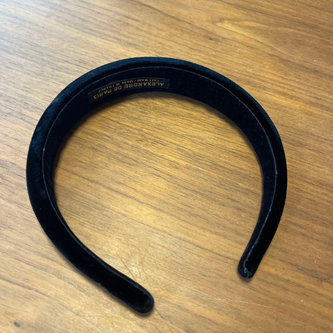 Alexandre de Paris 黒ベルベットヘアバンド 2.5cm
