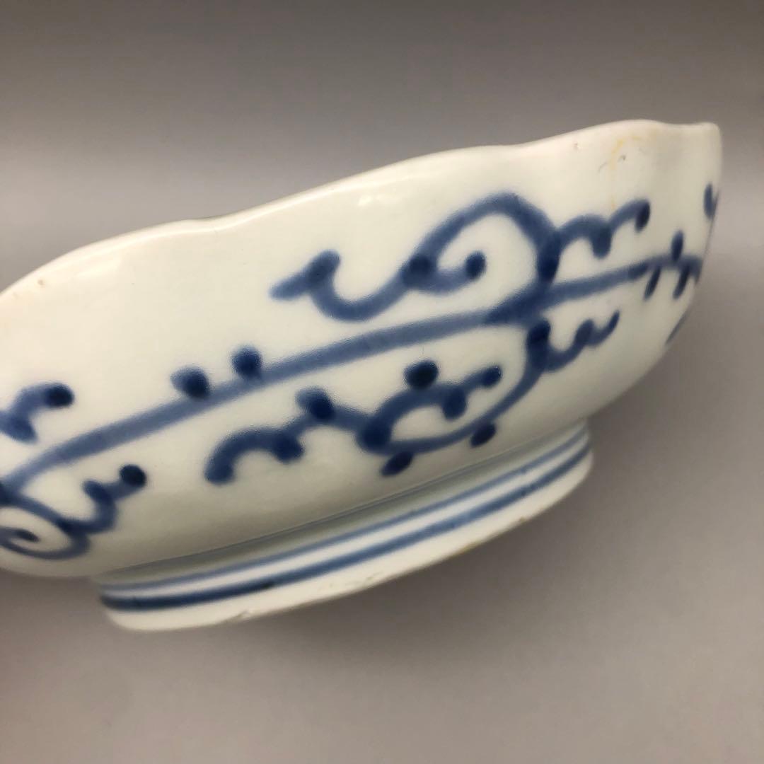 年代物希少古伊万里染付みじん唐草文なます皿 3枚15cm