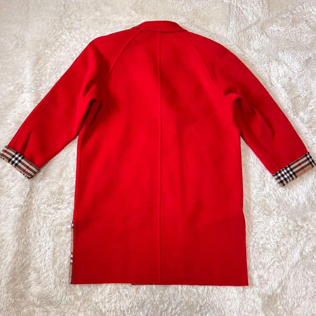 バーバリーズ ダブルフェイス コート カシミヤ混 レッド 金ボタン