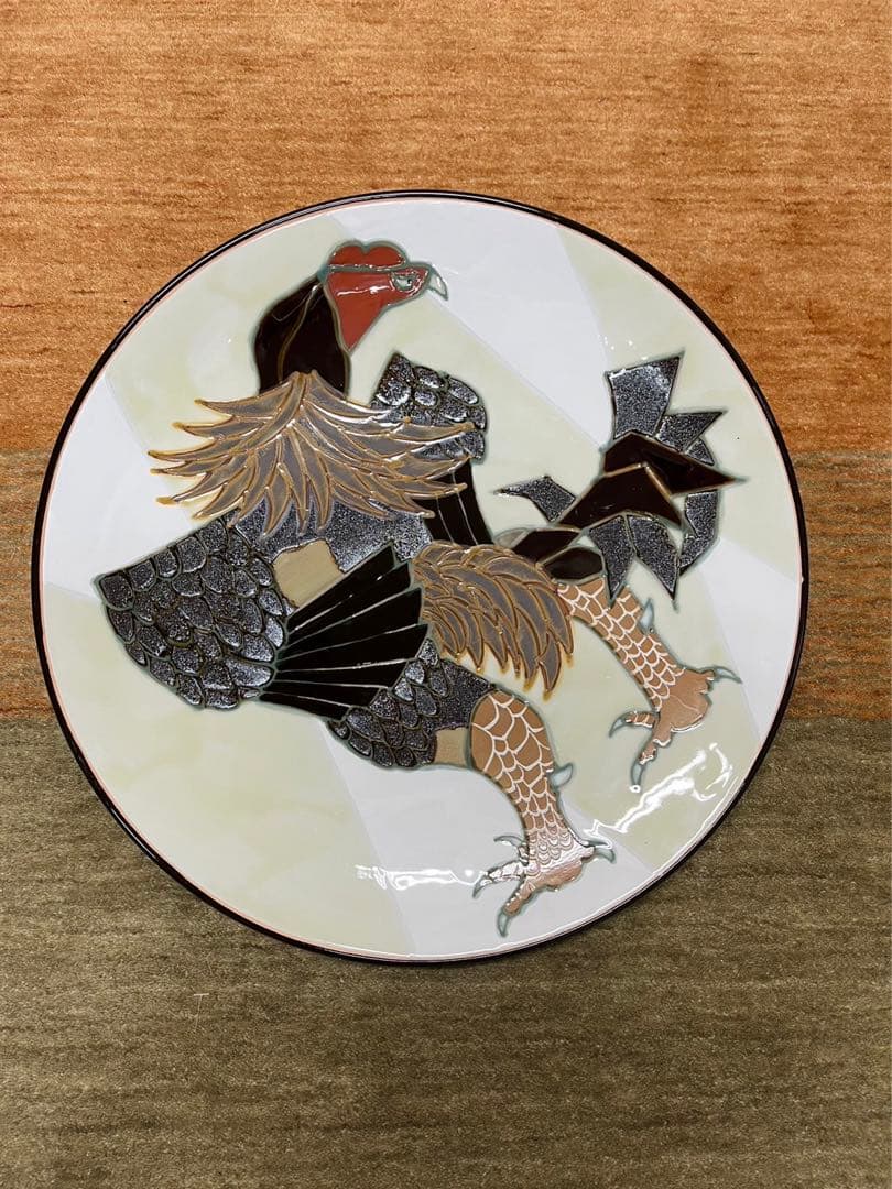 有田焼色絵軍鶏文大皿 秀峰窯製 秀峰(作) - メルカリ