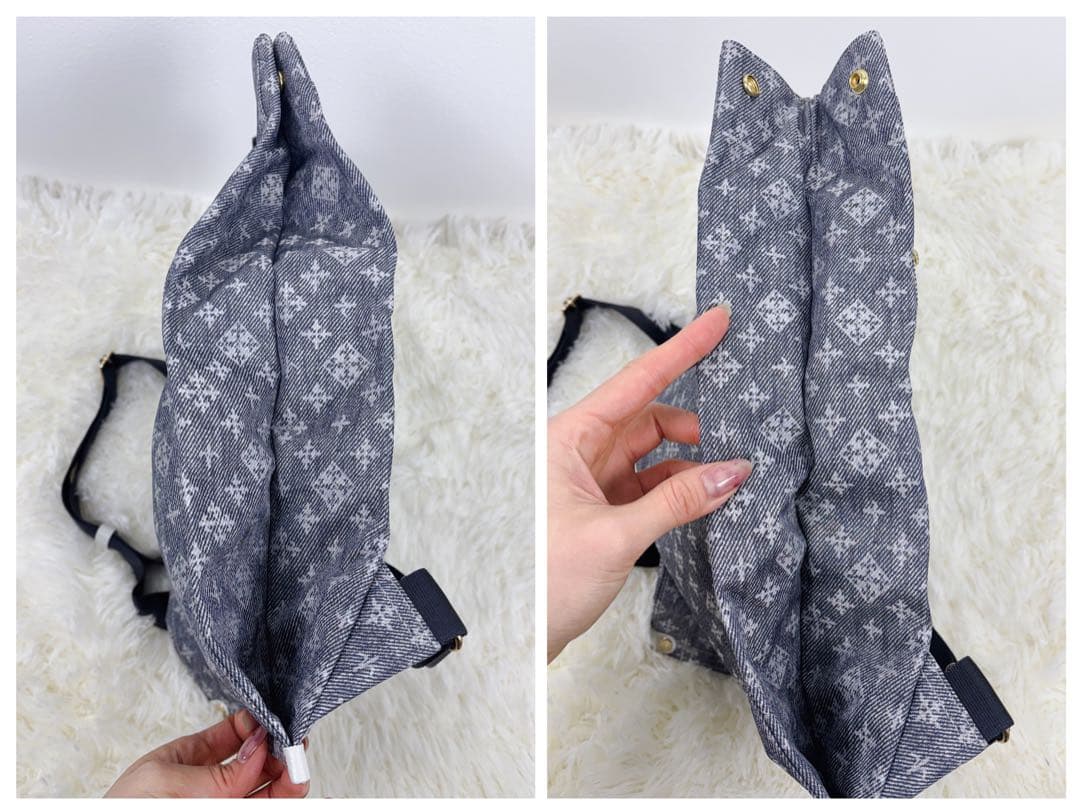 新品タグ有 極美品◇russet 折りたためるデニムプリント リュック