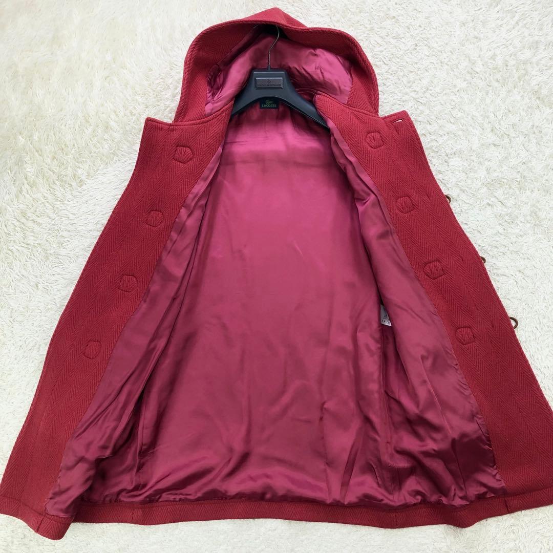 希少色⭐ラコステ ヘリンボーン ダッフルコート メタルワニ レッド L位