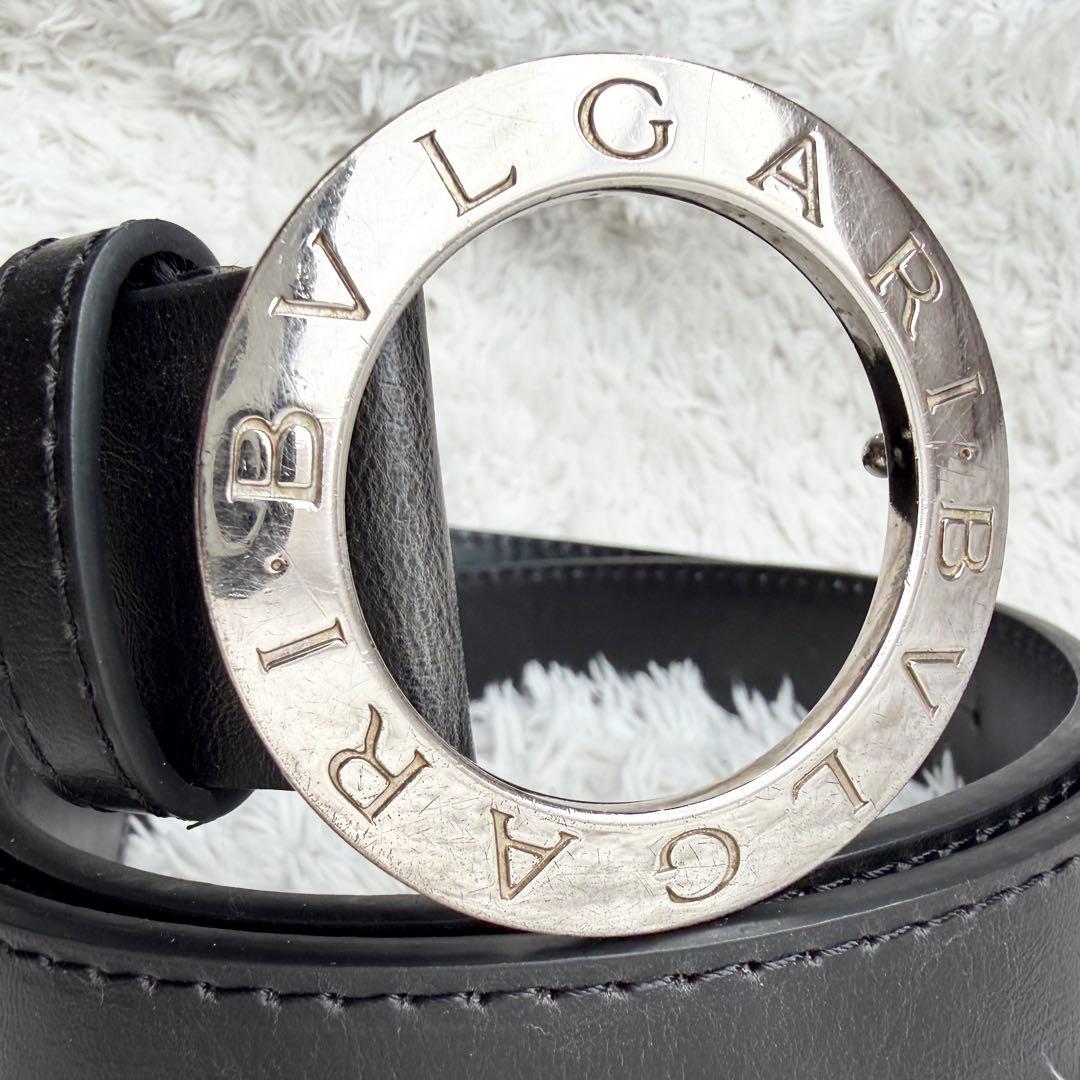 美品】 ブルガリ ベルト ロゴマニア サークルロゴ シルバー金具