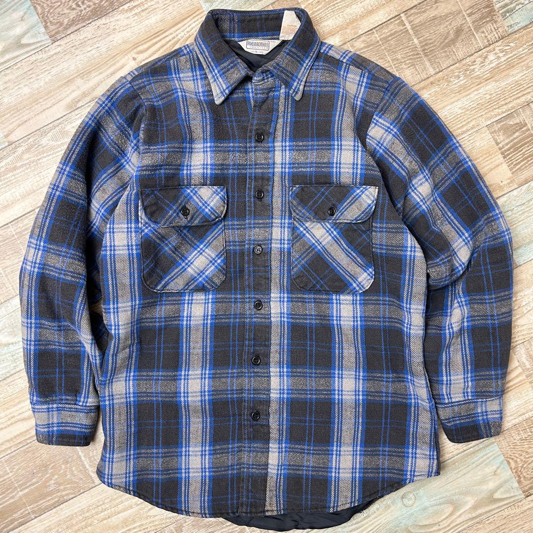 80s USA製 FIVEBROTHER キルティング ネルシャツ 希少サイズ ファイブブラザー FIVE BROTHER 80s キルティング ネルシャツ 三角タグ