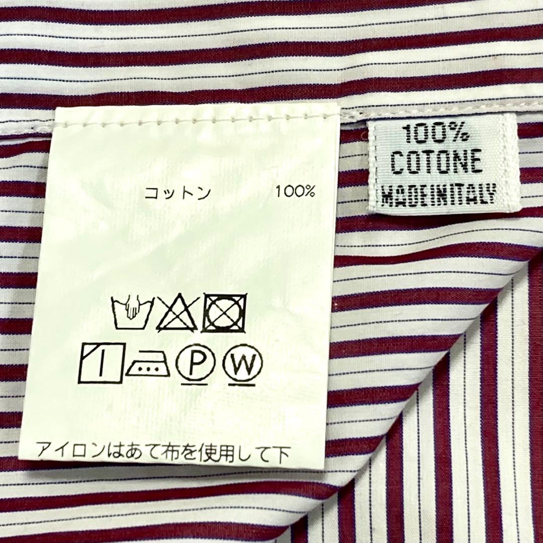 美品☆フィナモレ♂コットンホリゾンタルカラービジネスドレスシャツ