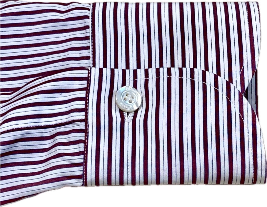 美品☆フィナモレ♂コットンホリゾンタルカラービジネスドレスシャツ