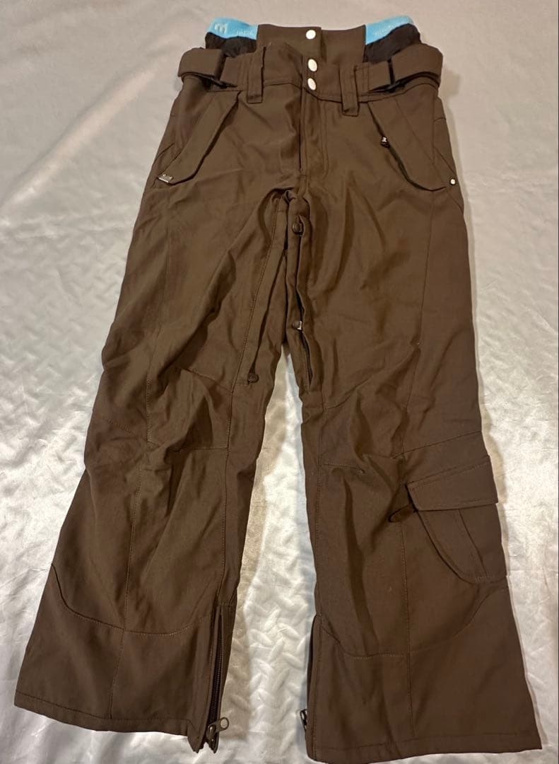 美品 mistral スノボウェア レディースM 上下セット 茶系 天然ボア付